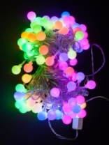 Светодиоды шарики RGB 100 ламп 3х-цветные с коннектором (36)