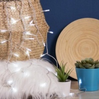 Электрогирлянда 'Нить' 5 м с насадками 'Звёздочки', IP20, прозрачная нить, 50 LED, свечение белое, 8