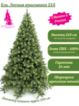 Ель Лесная Красавица зеленая с шишками и инеем 2,15 м