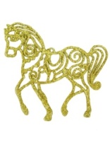 украшение "лошадка" 120х120х2мм глиттер золото (20)  купить недорого