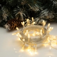 Электрогирлянда 'Нить' 5 м, IP20, прозрачная нить, 50 LED, свечение тёплое белое, 8 режимов, 220 В