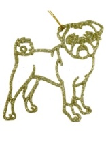 Украшение 'Собака Бульдог' 120х90х2мм золото глиттер