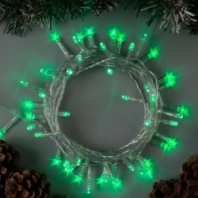 Электрогирлянда 'Нить' 5 м, IP20, прозрачная нить, 50 LED, свечение зелёное, 8 режимов, 220 В