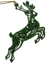 украшение "олень" 120х90х5мм зеленый глиттер  купить недорого