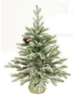 Ель Декоративная зеленая заснеженная с шишками ягодами в мешке 0,7 м