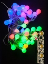 Светодиоды шарики RGB 50 ламп 3х-цветные с коннектором (60)