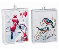 Украшение-открытка 'Птицы в зимнем лесу' (стекло), асс. из 2-х, 8х2х10,5 см, GLT17124