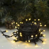 Электрогирлянда 'Нить' 5 м, IP20, тёмная нить, 50 LED, свечение тёплое белое, 8 режимов, 220 В