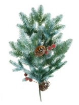 Ветка хвойная с шишками и ягодами заснеженная  55 см, литая (10)