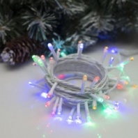 Электрогирлянда 'Нить' 5 м, IP20, белая нить, 50 LED, свечение мульти, 8 режимов, 220 В