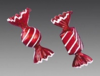 Украшение конфета 'Ассорти' матовая красная с бело-серебряным декором, FA0302RW