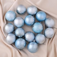Набор шаров пластик d-6 см, 16 шт 'Туманные грани' голубой