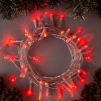 Электрогирлянда 'Нить' 5 м, IP20, прозрачная нить, 50 LED, свечение красное, 8 режимов, 220 В
