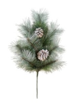 Ветка хвойная с шишками заснеженная 60 см, (10)