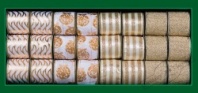 Лента для декорирования шампань/бело-золотая, 5м x 6.5 см. R209