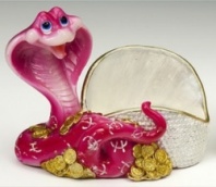 Керамическая фигурка Змея малиновая - подставка под телефон, 9 см, арт. SZ11930-1