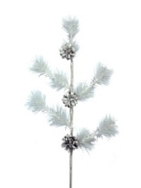 Фото Ветка хвойная с шишками 60 см, белая леска (10) Ветка хвойная с шишками 60 см, белая леска (10)