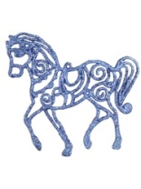 украшение "лошадка" 120х120х2мм глиттер синий (20)  купить недорого