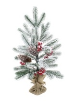 Ель Декоративная зеленая заснеженная с шишками и ягодами в мешке 0,45 м (10)