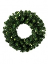 Венок новогодний -  5  зеленый с золотыми звездами, 35 см