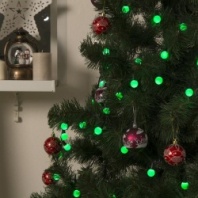 Электрогирлянда 'Нить' 10 м с насадками 'Шарики 1.5 см', IP44, тёмная нить, 100 LED, свечение зелёно
