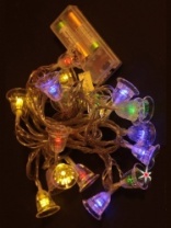 Светодиоды Колокольчики 20 ламп с контроллером, питание от батарейки, многоцветный, (60)