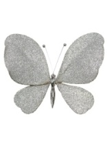 украшение "бабочка" мини 100х100х10мм серебро глиттер  купить недорого