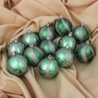 Набор шаров пластик d-6 см, 12 шт 'Цинан' зелёный