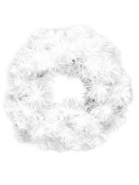 Венок новогодний - 10 белый с блеском, 35 см