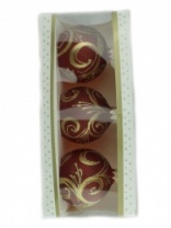 Набор Завиток с листиками  из 3 шаров  60 мм в упаковке